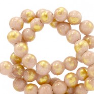 Jade Natural stone beads 6mm Vintage pink-gold